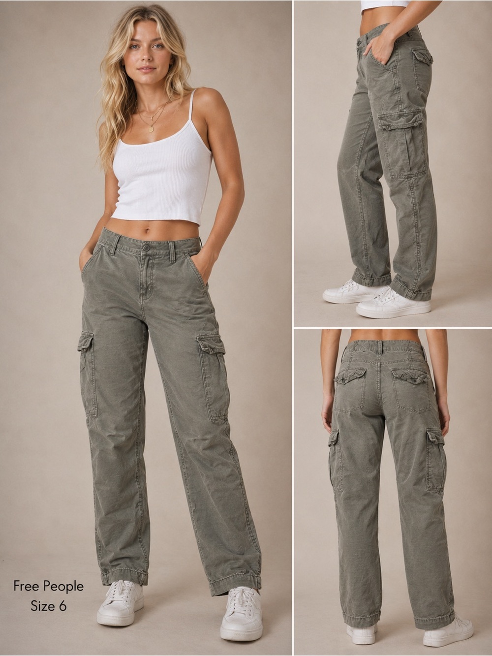 Free People Military Olive Cargo Trousers